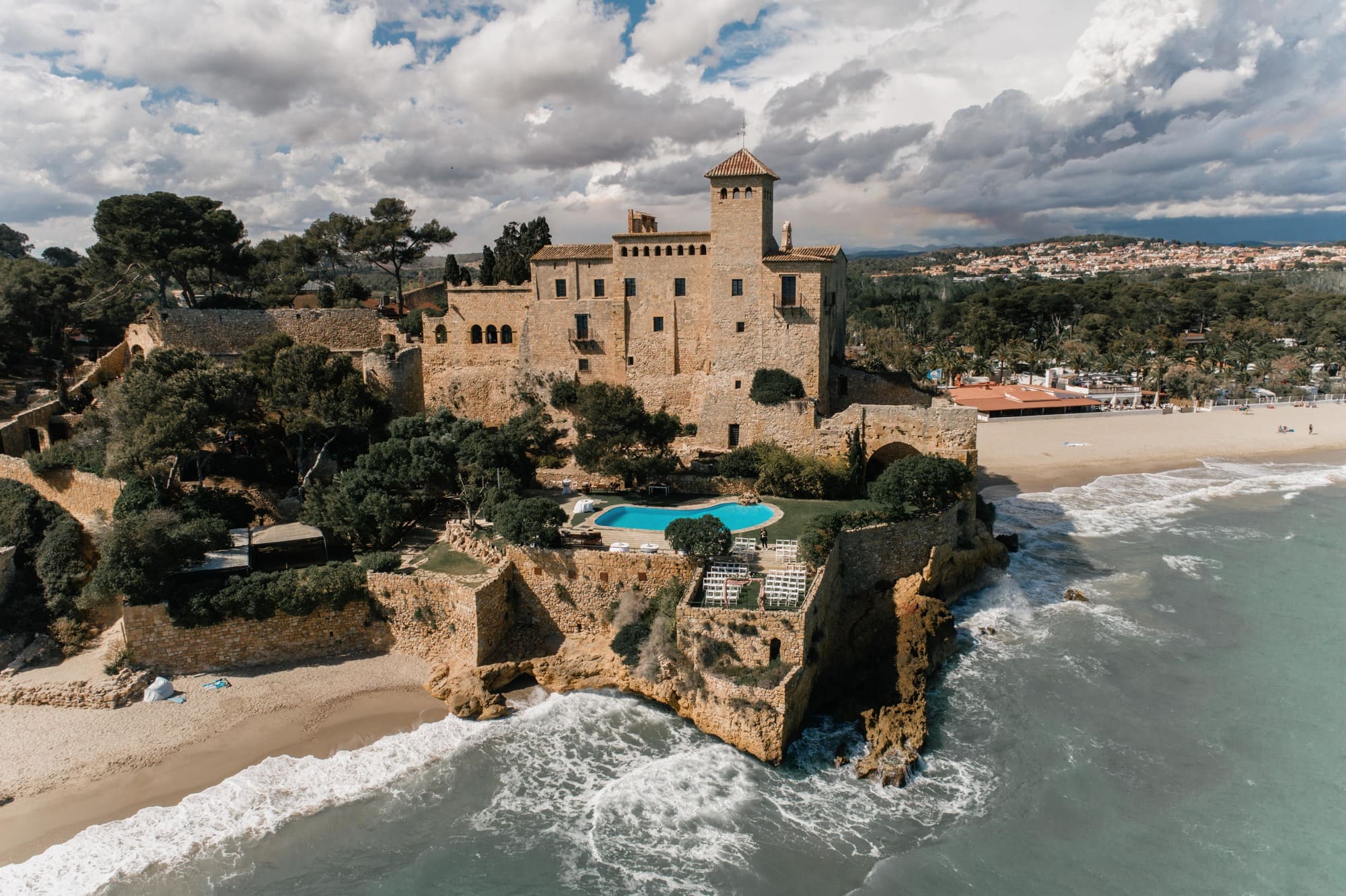 Aerial view of Castell de Tamarit on the Costa Daurada